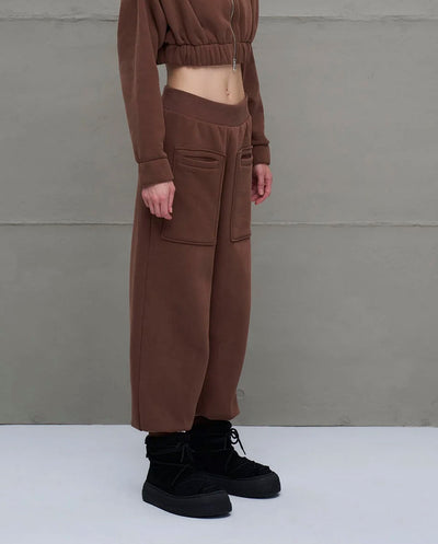 Pantalón felpa bolsillos marrón 18020 #VDR Viadellerose