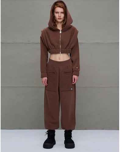 Pantalón felpa bolsillos marrón 18020 #VDR Viadellerose