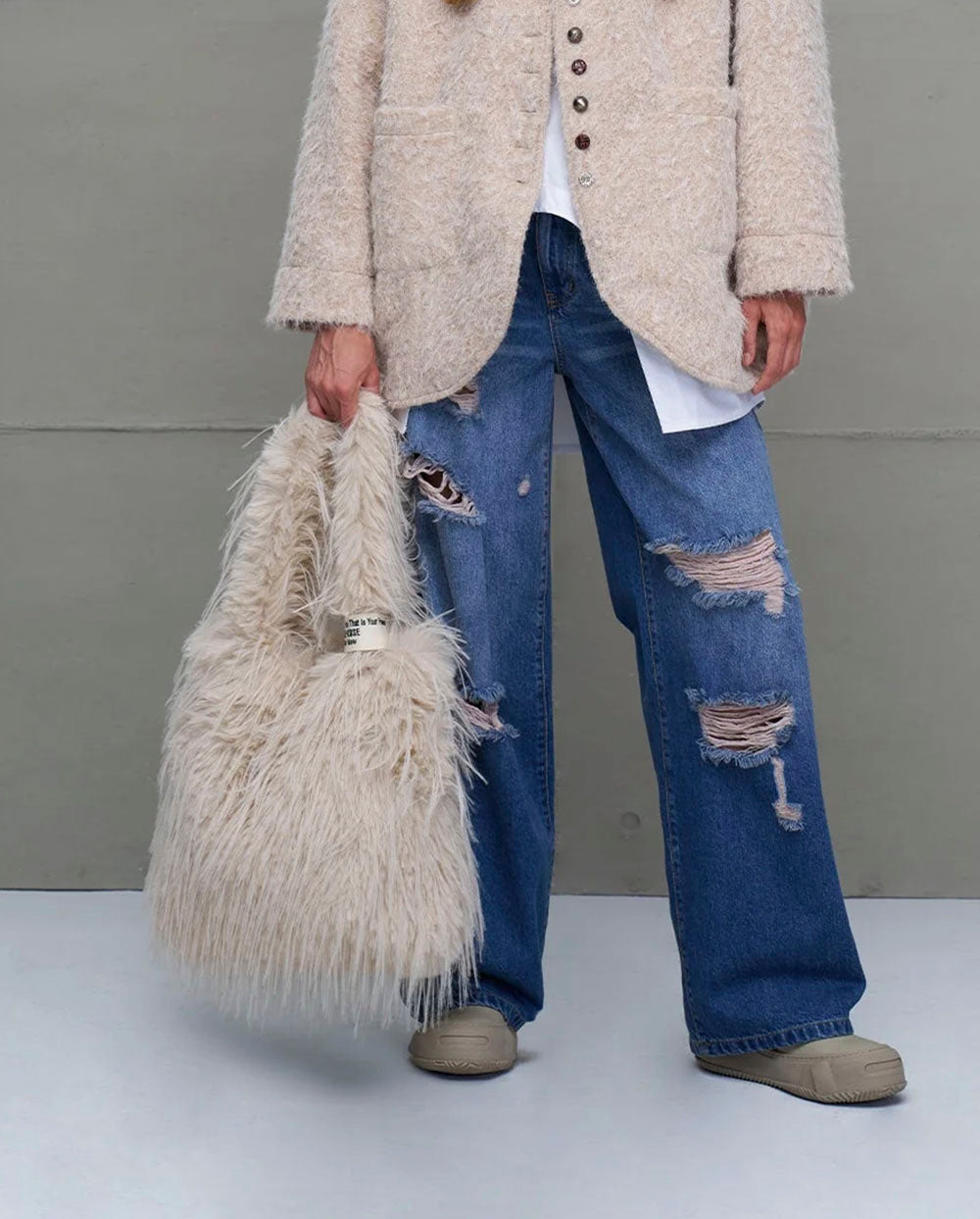 Bolso pelo beige pastel #VDR Viadellerose