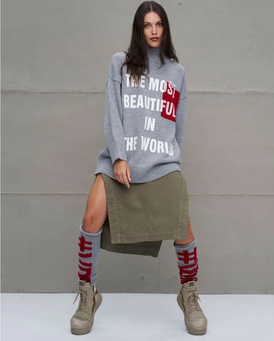 Jersey gris cuello alto 18075 #VDR Viadellerose