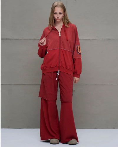 Pantalón felpa oversized rojo 18040 #VDR Viadellerose