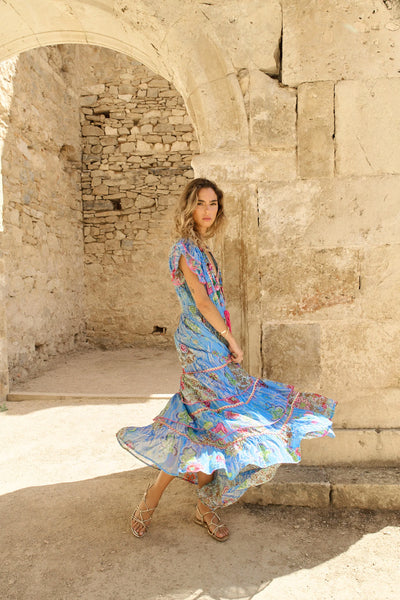 Vestido largo Capri azul Piti Cuiti