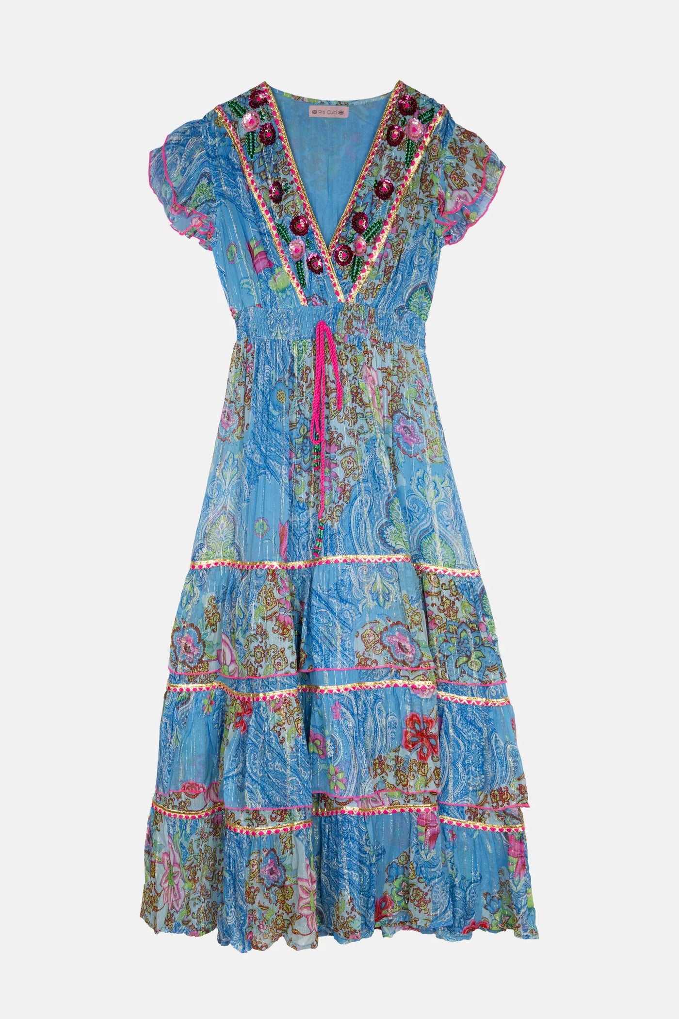 Vestido largo Capri azul Piti Cuiti