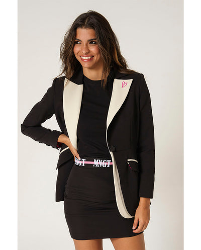 Americana negro con solapa contraste Mangata