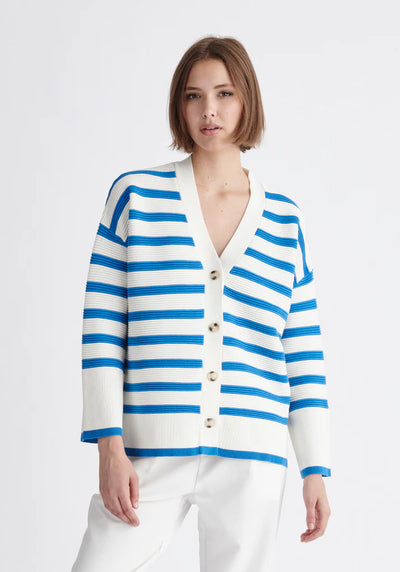 Rebeca canalé rayas azul blanco Paisie