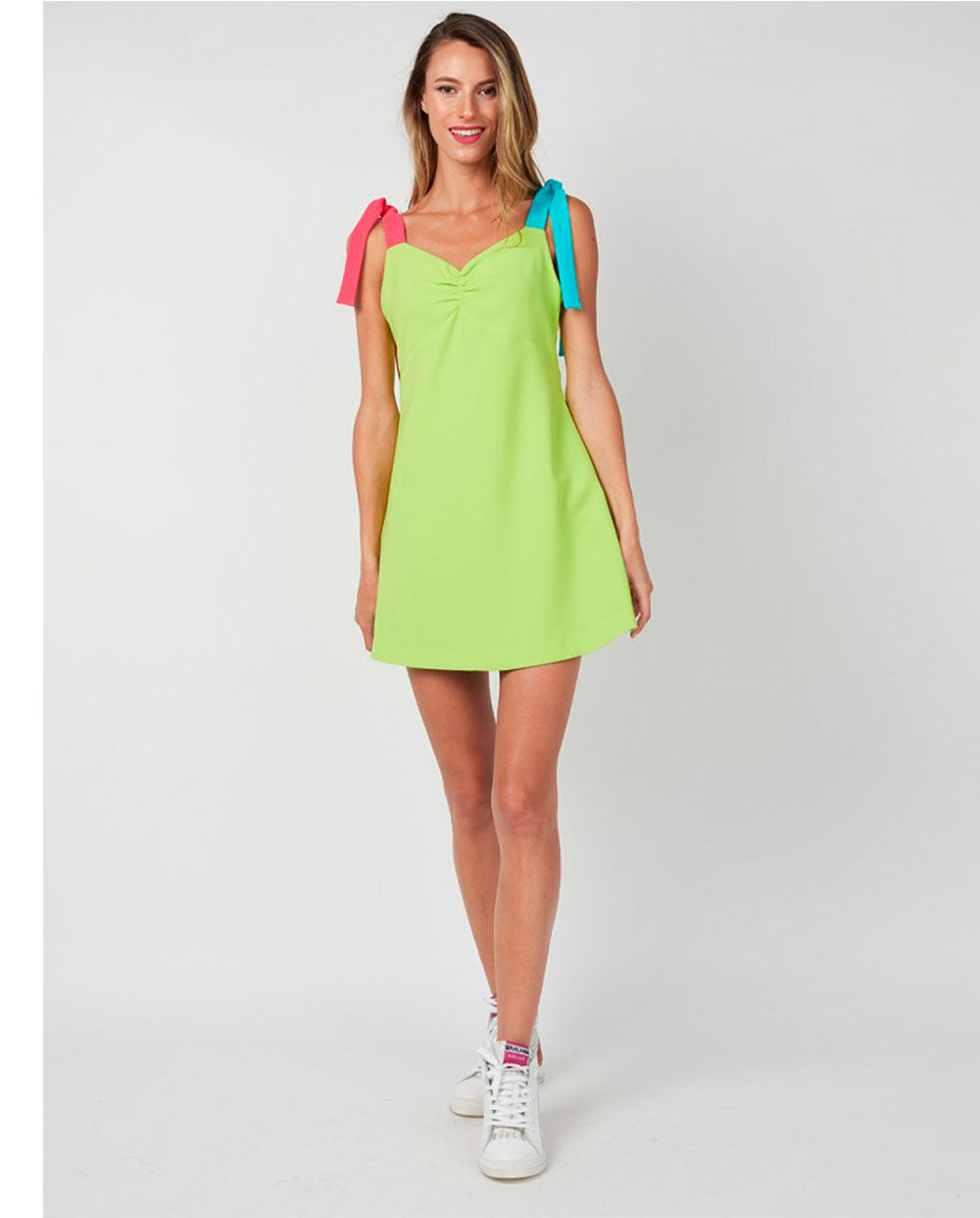Vestido lazos capa lima -Mangata-