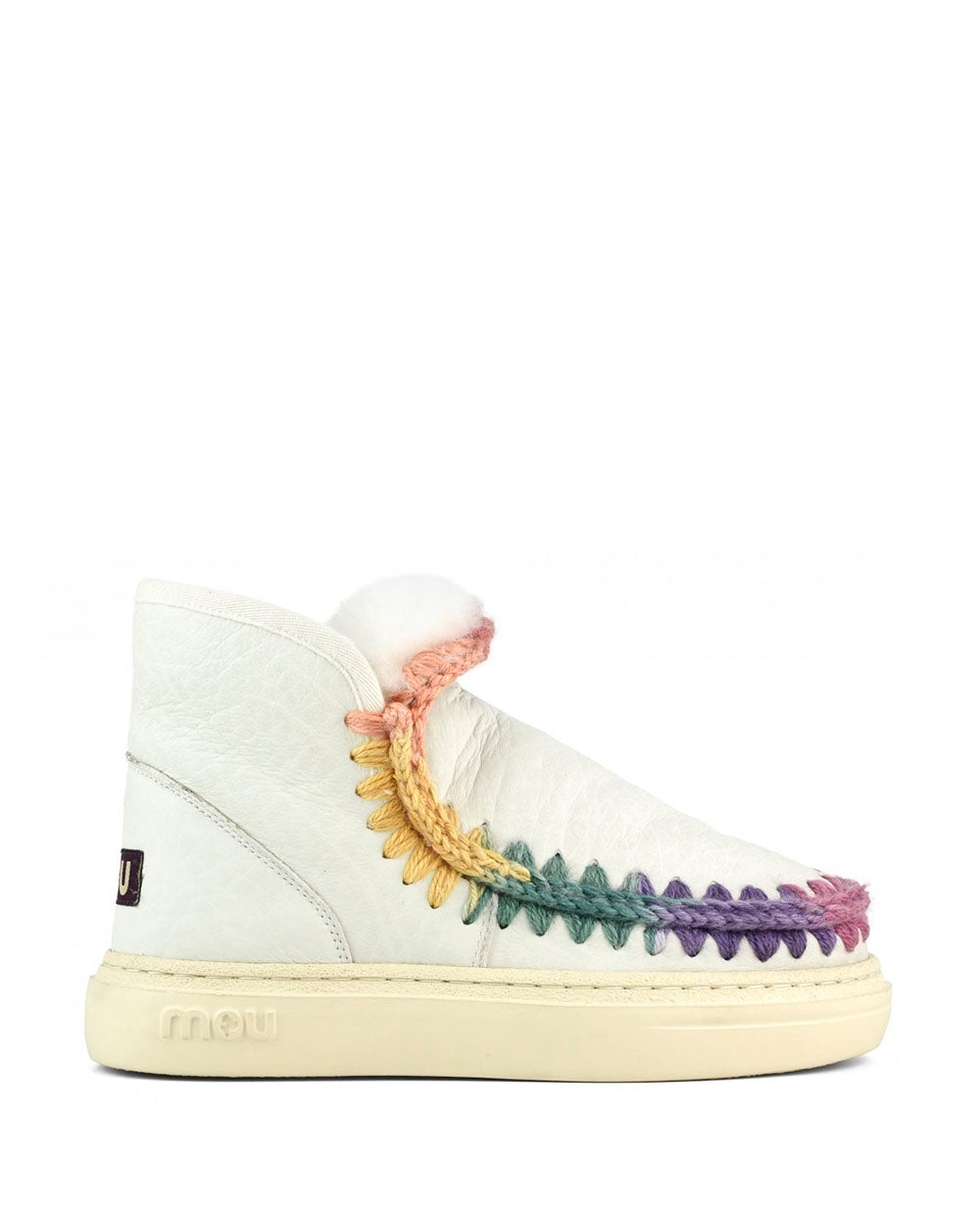 MOU Eskimo Sneaker Bold glitter logo rainbow blanco