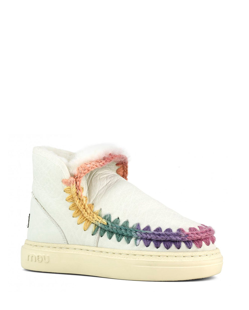 MOU Eskimo Sneaker Bold glitter logo rainbow blanco