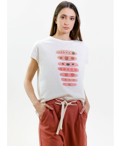 Camiseta blanca rosas PAN Producto Básico