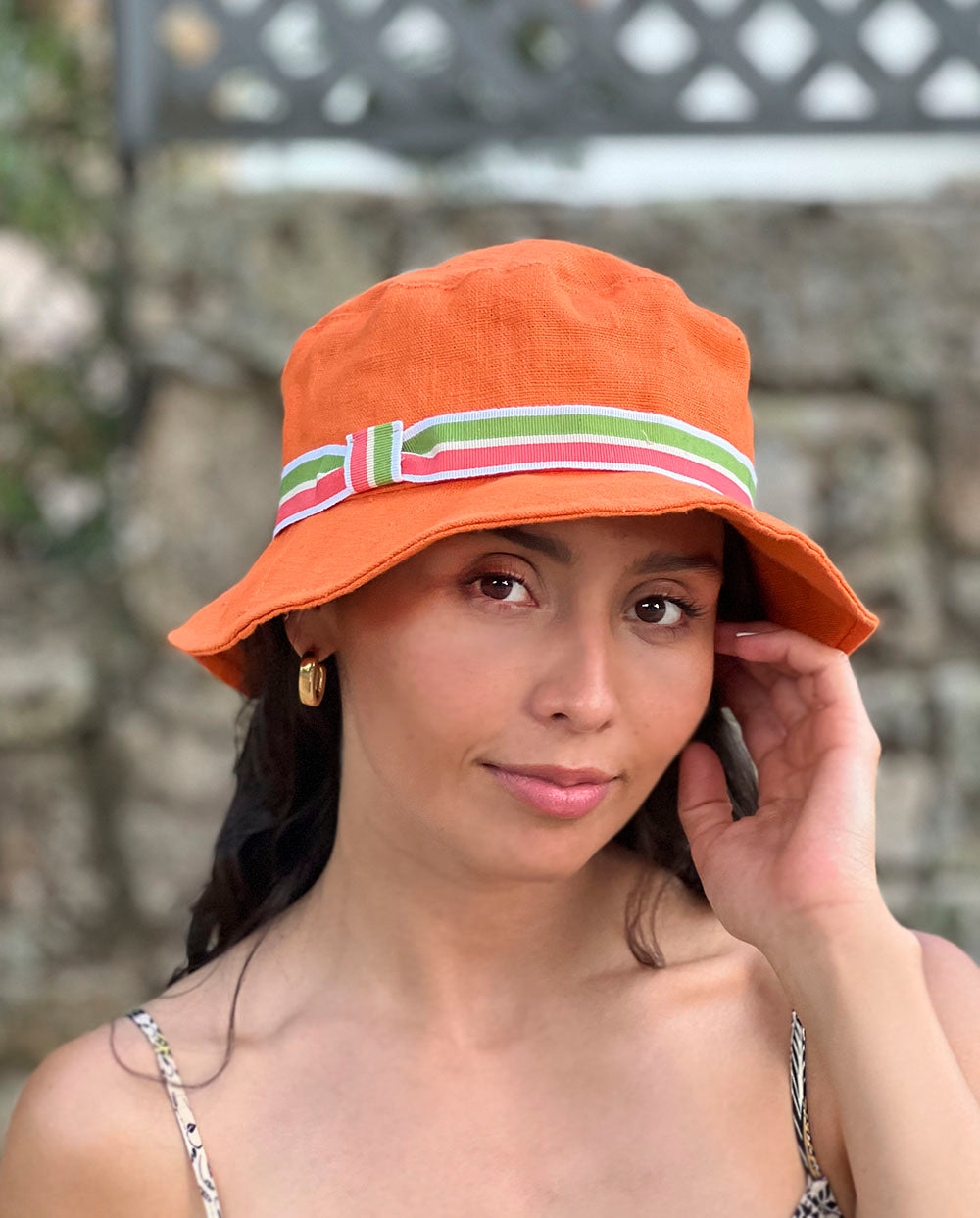 Sombrero lino naranja